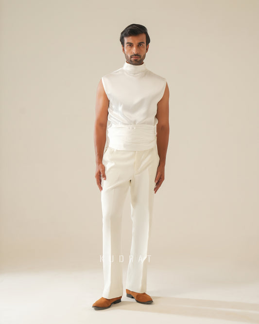 Satin high neck shirt