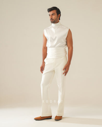 Satin high neck shirt