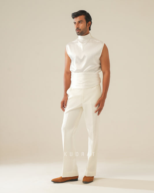 Satin high neck shirt