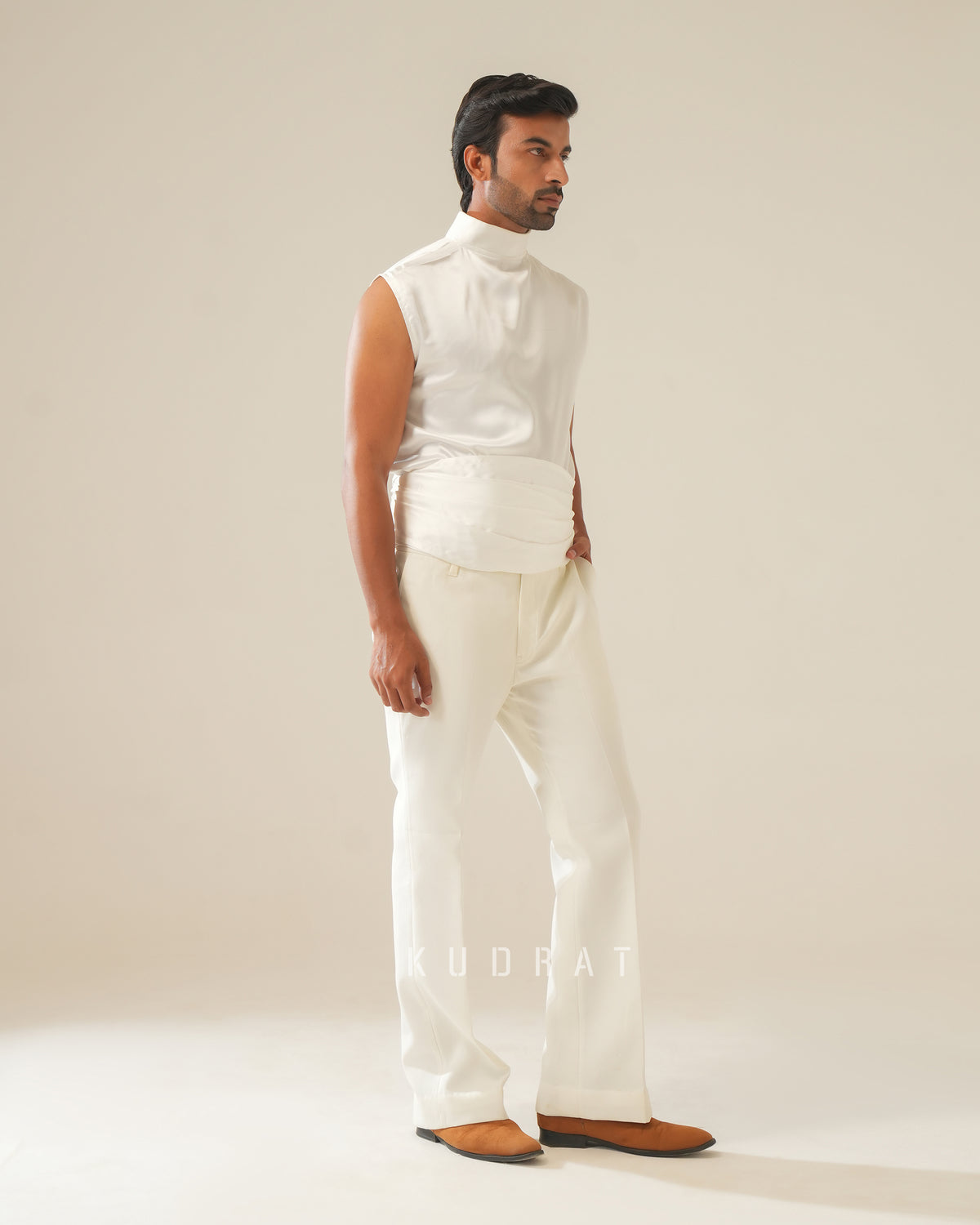Satin high neck shirt