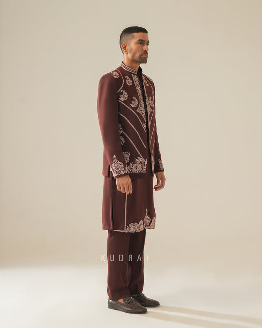 Deep Burgundy Kurta Jacket Set
