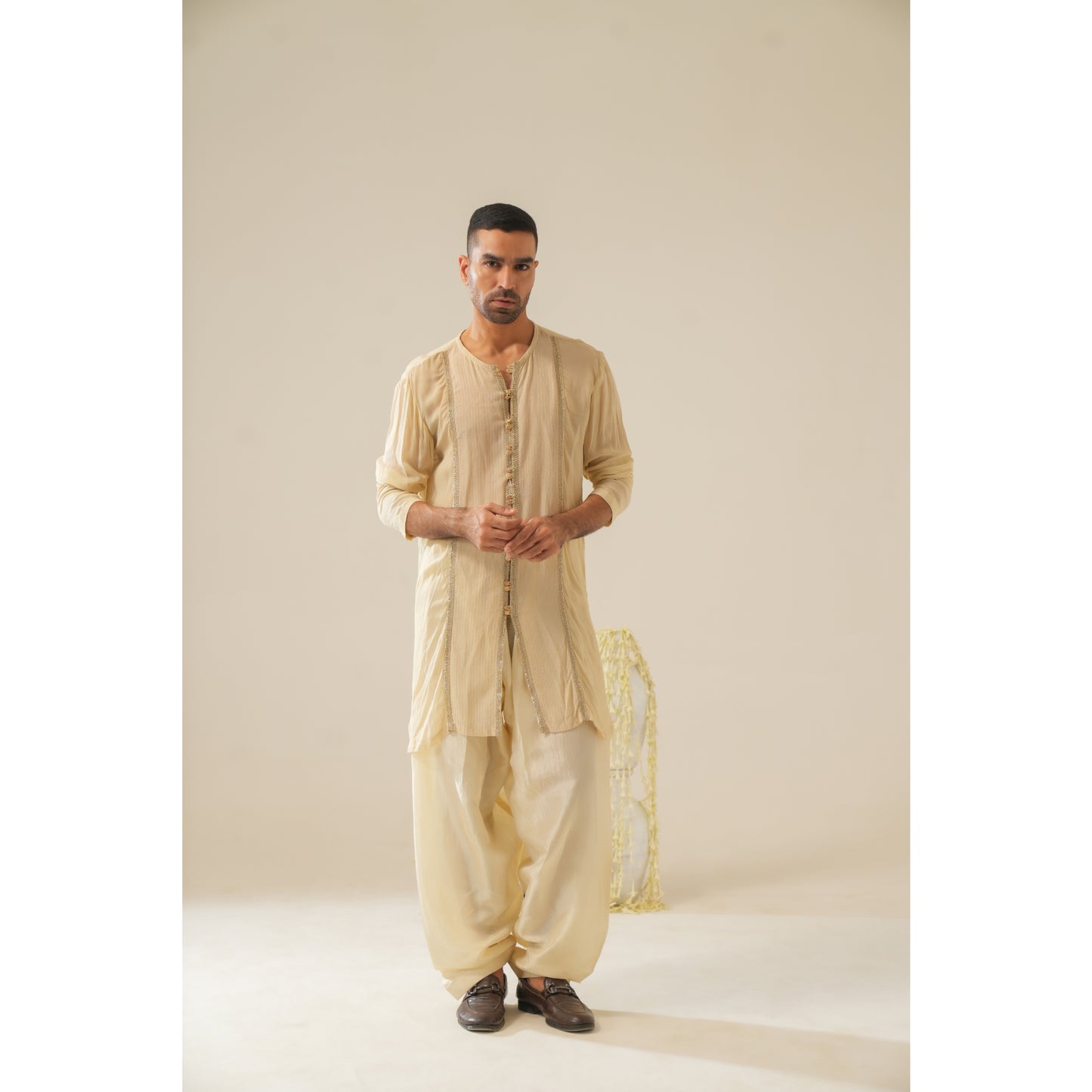 Sheer beige kurta set