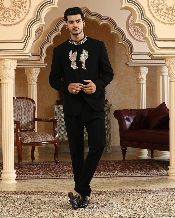 Baadal Paar hand embroidered bandhgala set