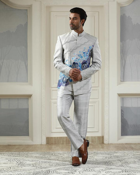 Samudra handpainted embroidered bandhgala set