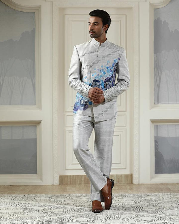 Samudra handpainted embroidered bandhgala set