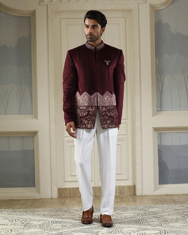 Sher bagh velvet bandhgala set