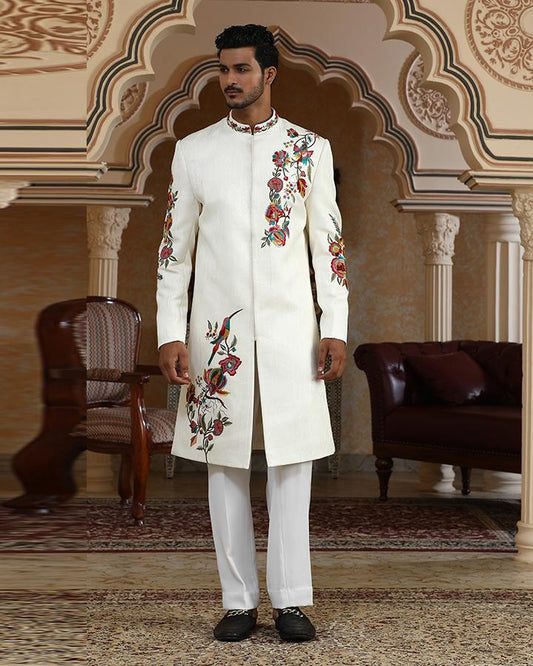Rajphool hand embroidered textured indo set