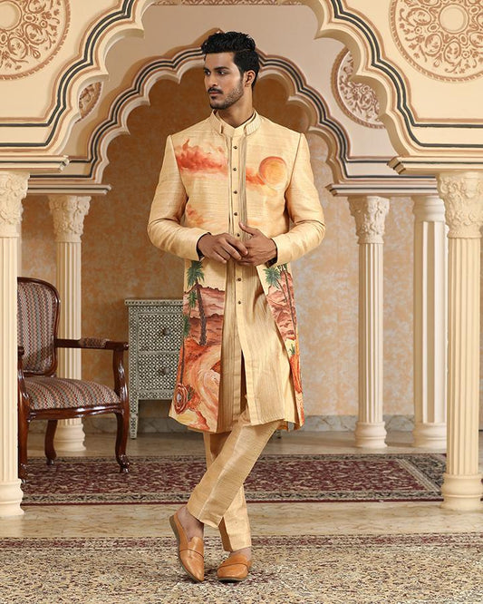 Desert handpainted and embroiderd open jacket set