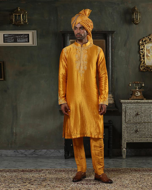 Ochre dori rajkumar kurta set