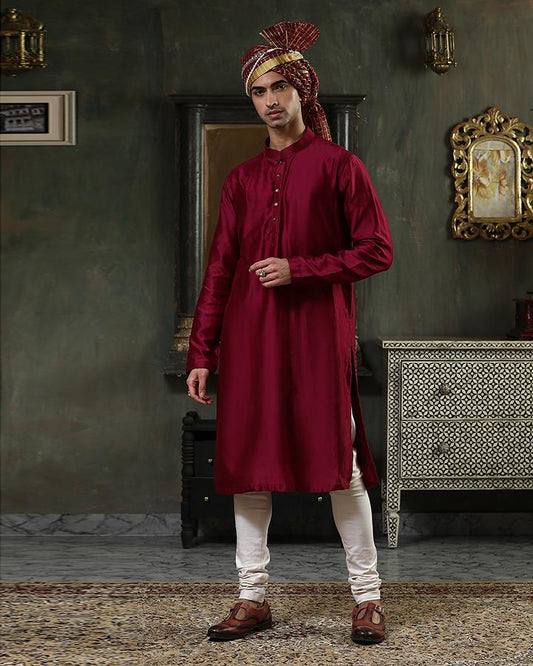 Maroon premium chanderi silk kurta