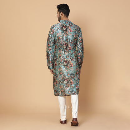 Waterlillies Silk Print Kurta