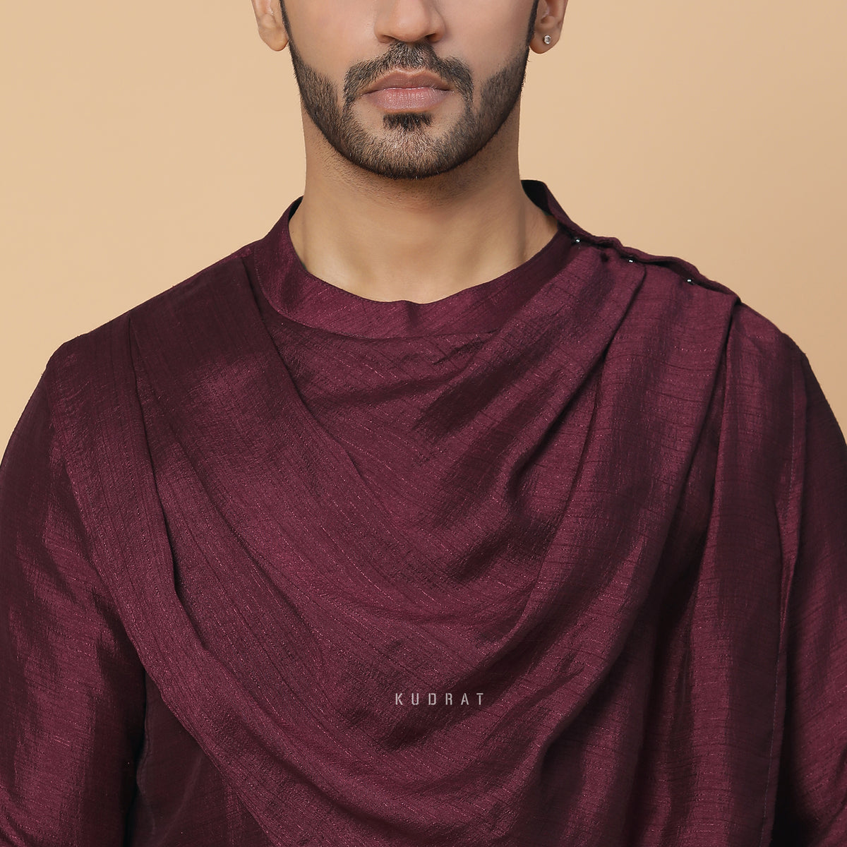 Burgundy Cowl Kurta Set