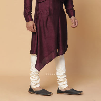 Burgundy Cowl Kurta Set