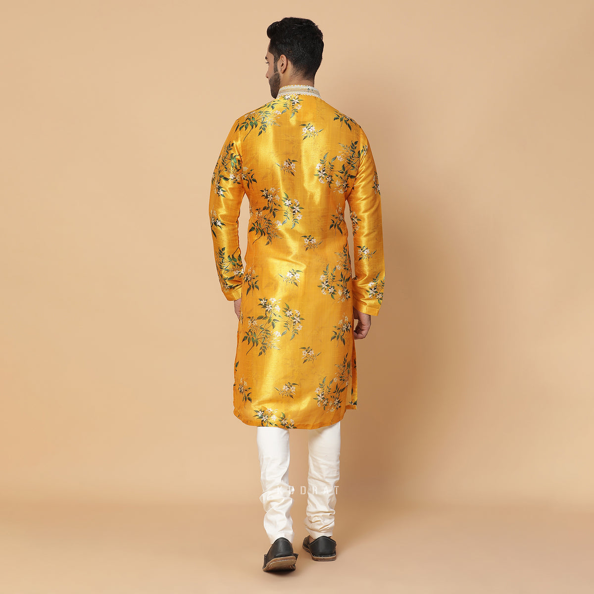 Marigold Silk Printed Kurta