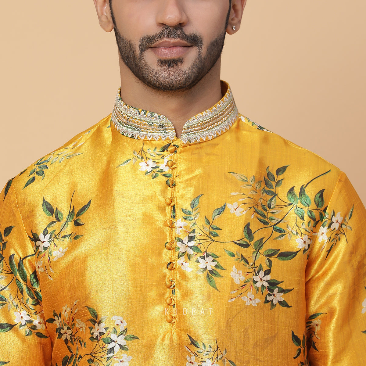 Marigold Silk Printed Kurta