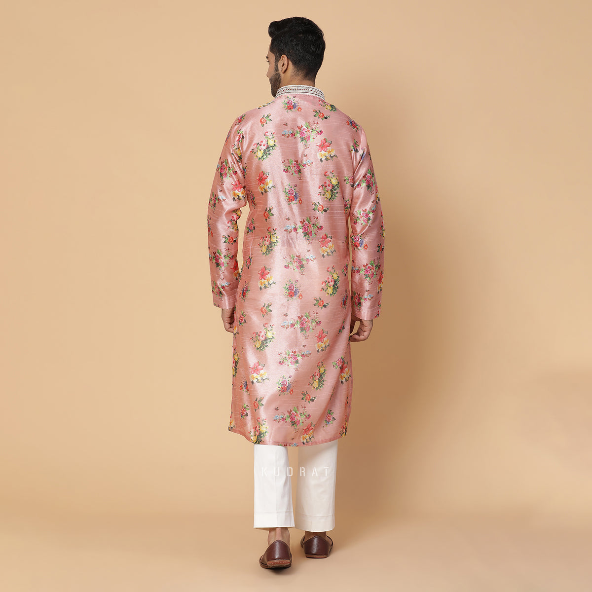 Pink Blush Silk Printed Kurta