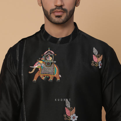 Black Airawat Kurta Set