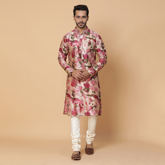 Cherry Blossom Silk Kurta