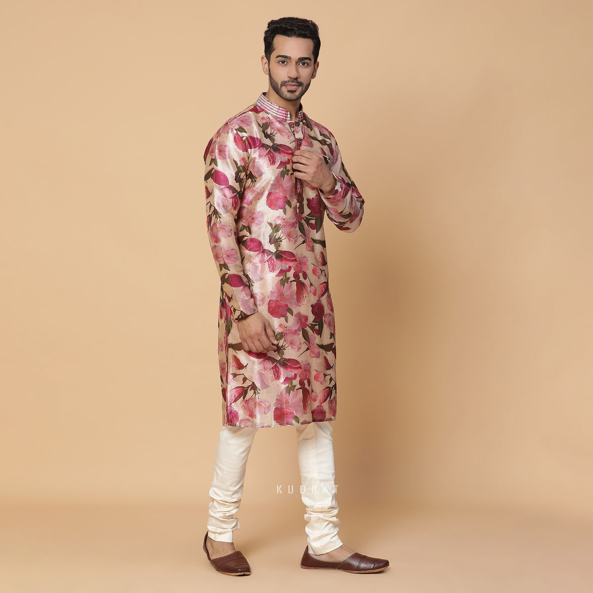 Cherry Blossom Silk Kurta