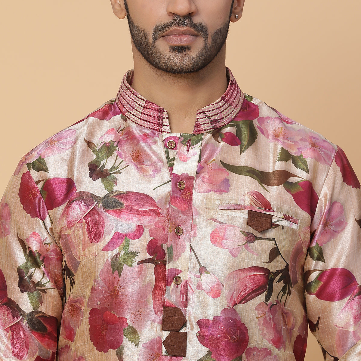 Cherry Blossom Silk Kurta
