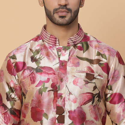 Cherry Blossom Silk Kurta