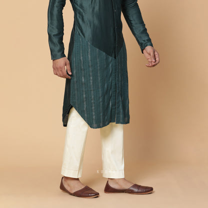 Rama Green Mor Half and Half Kurta Set