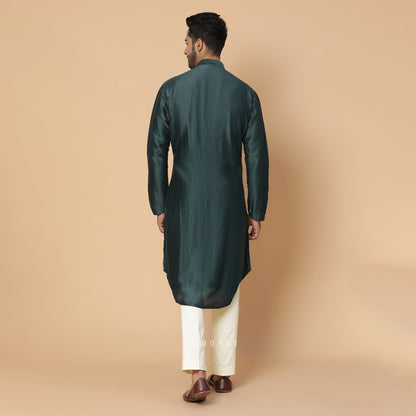 Rama Green Mor Half and Half Kurta Set