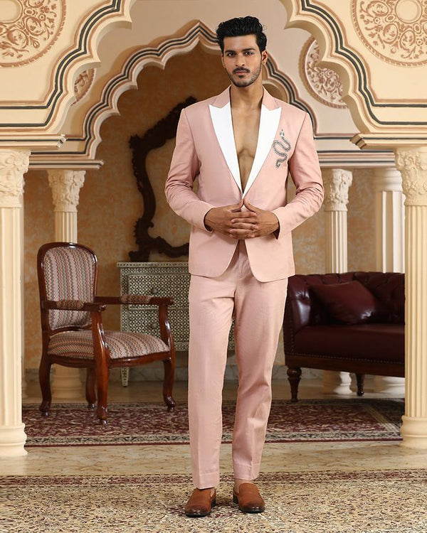 Serpents charm linen embroidered suit set