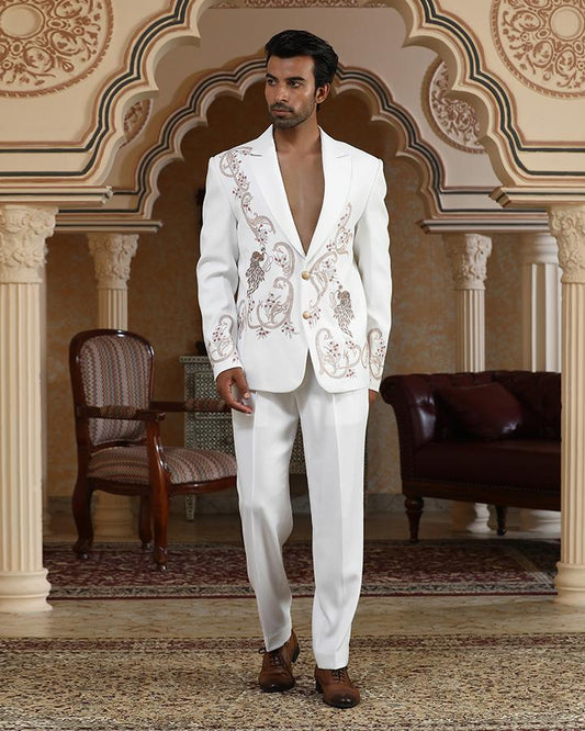 Sonchidi white embroidered suit set