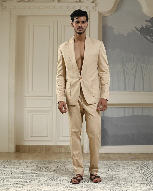 Beige breeze linen blazer set