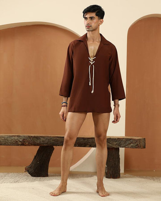 Brown cotton dori shirt