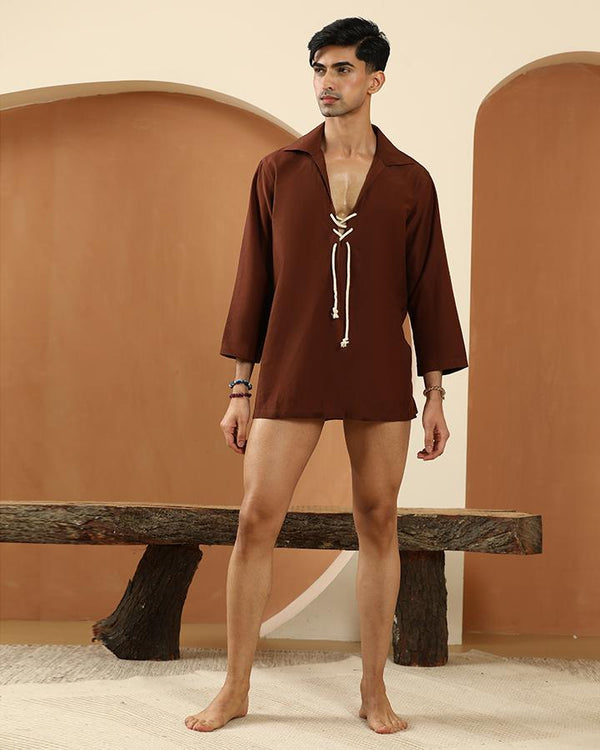 Brown cotton dori shirt